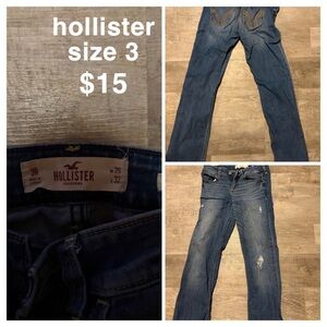 Hollister Men's Distressed Bootcut Jeans - Dark Blue